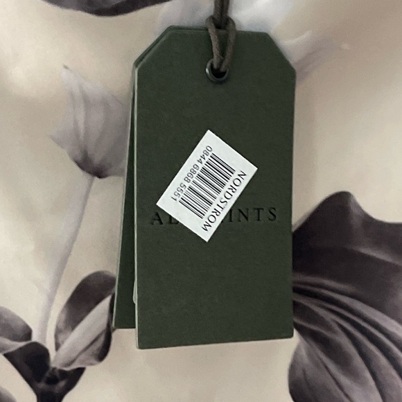 NEW AllSaints Hadley Cowl Neck Satin Top ECRU WHITE Gray Marble Size 4 US 8 UK - Picture 3 of 7